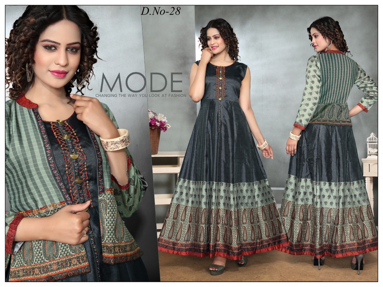 Ladies Fancy Kurti - Jam Silk Gown With 3/4 Sleeve, 52 Inches Length | Breathable, Anti-uv, Quick Dry, Plus Size, Modern Ethnic Style