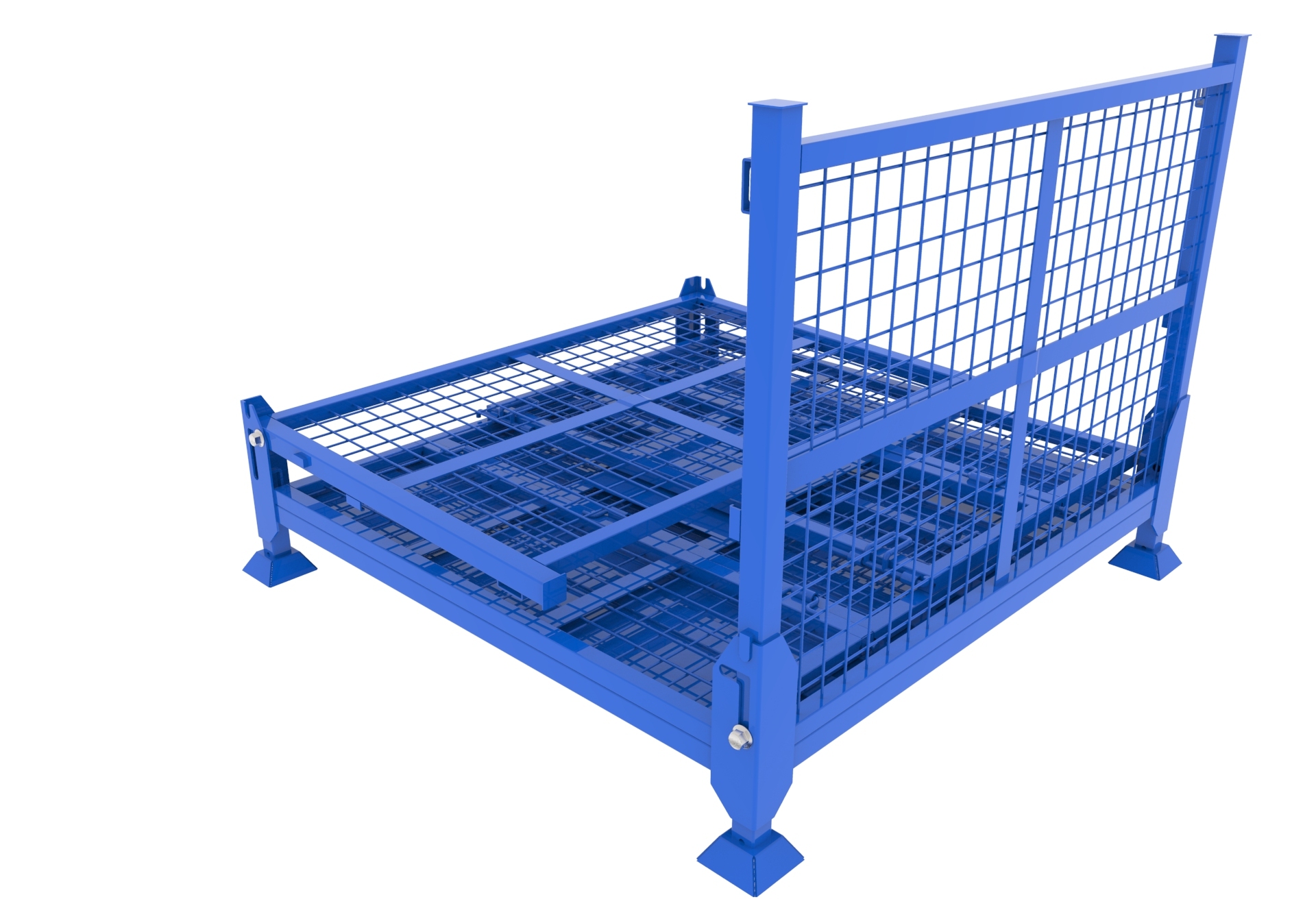 Collapsible Cage Bin - Stainless Steel, 1200 X 1000 X 900 Mm, Blue/black/grey | 1000 Kg Load Capacity, 4-way Forklift Access, Space-saving Design, Ideal For Warehousing And Logistics