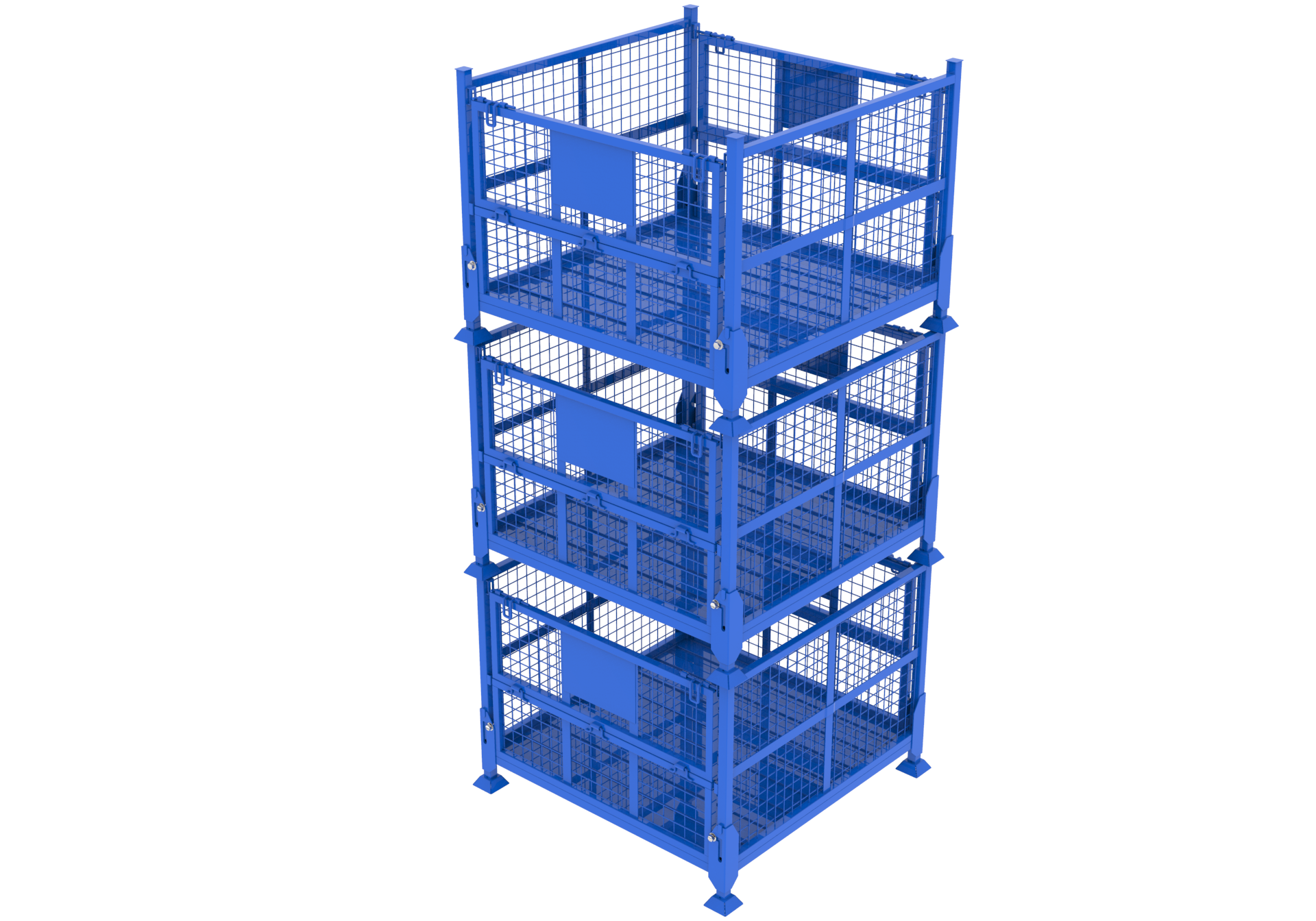 Collapsible Cage Bin - Stainless Steel, 1200 X 1000 X 900 Mm, Blue/black/grey | 1000 Kg Load Capacity, 4-way Forklift Access, Space-saving Design, Ideal For Warehousing And Logistics