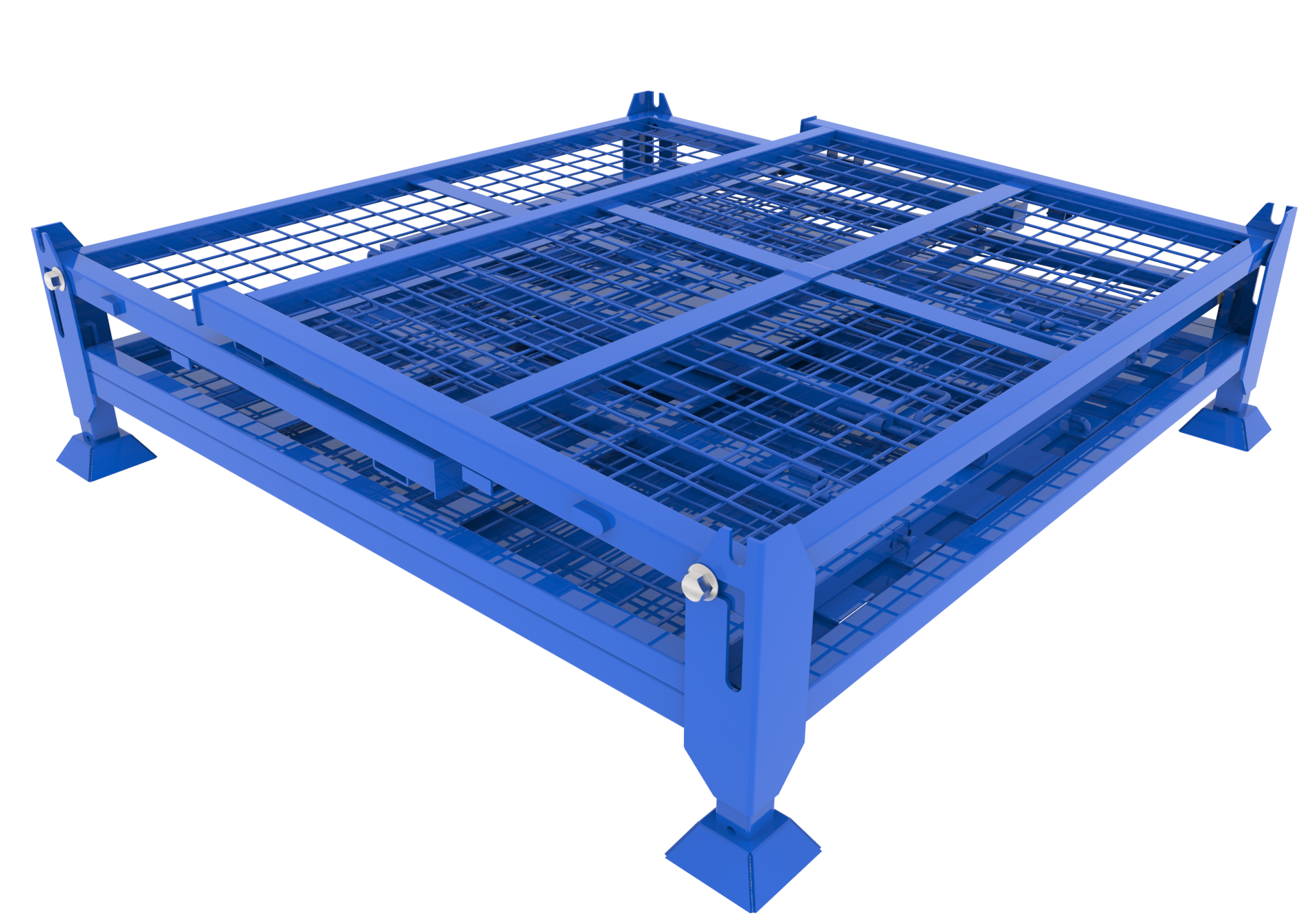 Collapsible Cage Bin - Stainless Steel, 1200 X 1000 X 900 Mm, Blue/black/grey | 1000 Kg Load Capacity, 4-way Forklift Access, Space-saving Design, Ideal For Warehousing And Logistics