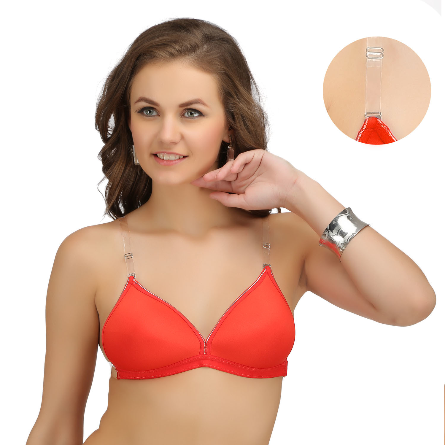 Sl-backless Bra - Cotton Blend, Size 75-100 | Medium Coverage, Non-wired, Light Padded, Adjustable Straps, Sensual Aesthetic