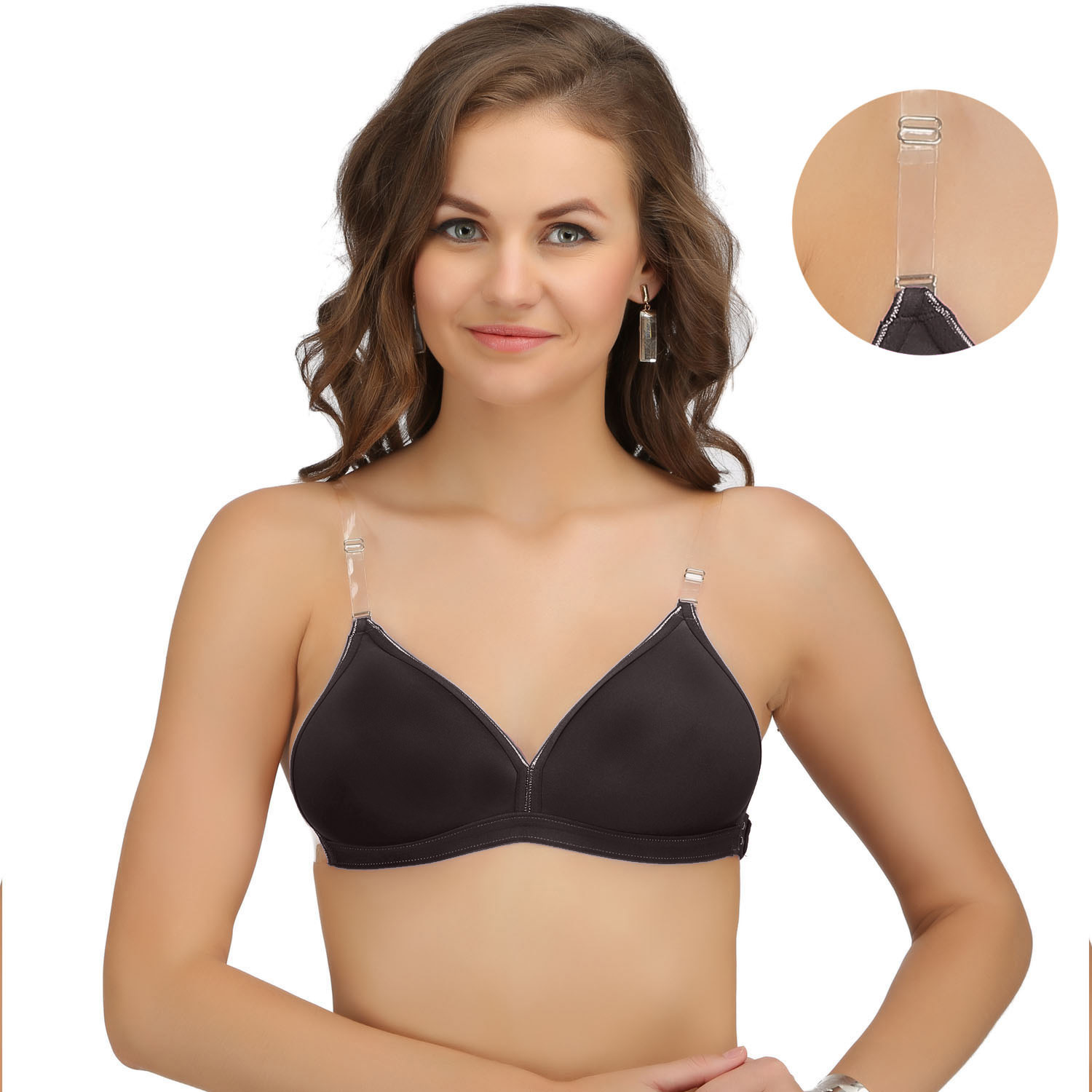 Sl-backless Bra - Cotton Blend, Size 75-100 | Medium Coverage, Non-wired, Light Padded, Adjustable Straps, Sensual Aesthetic