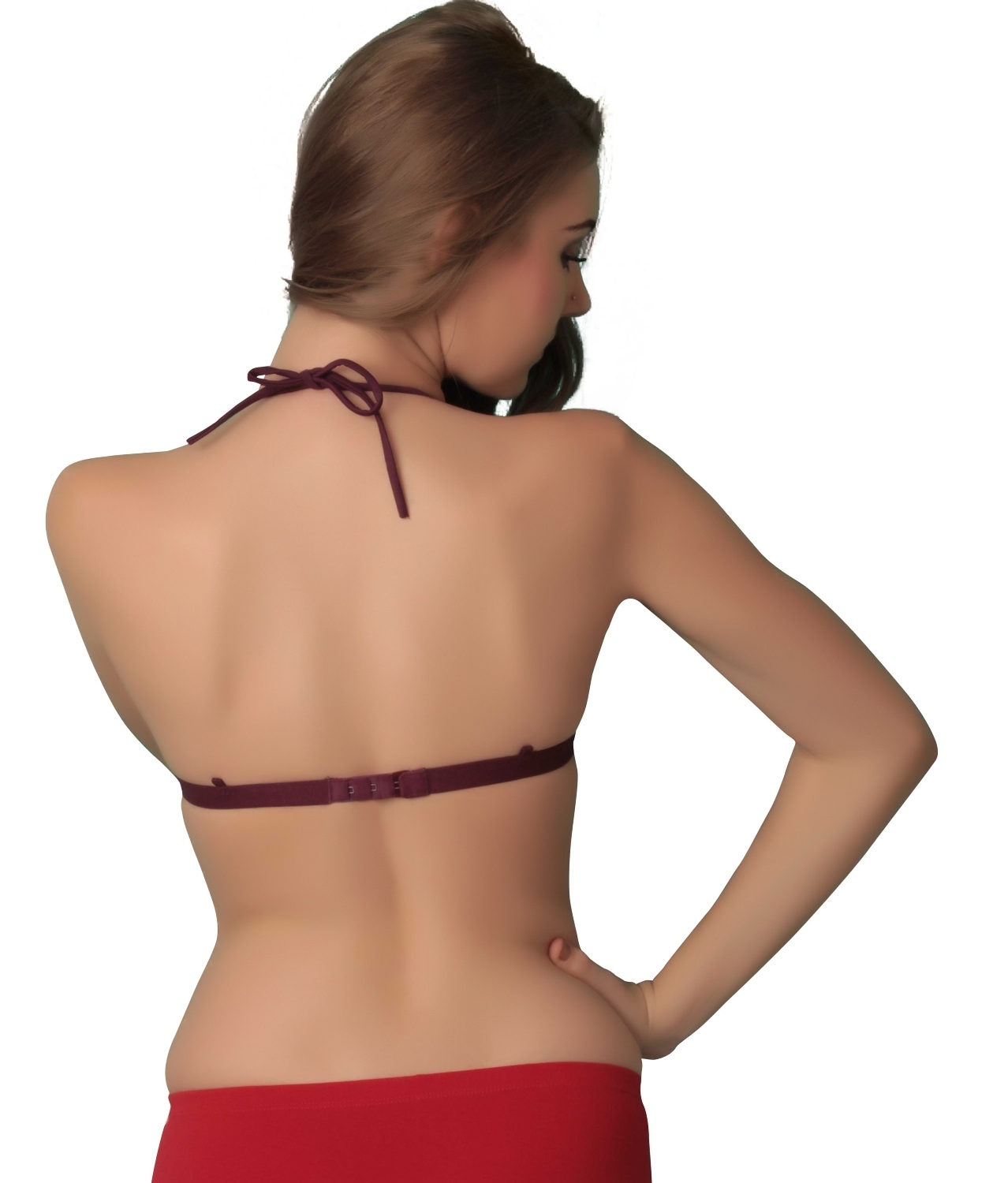 Sl-1018 - Cotton Combination, Size 75-95 | Trendy Deep Neck Halter Neck Bikini With Detachable Strap Provision & Free Transparent Strap