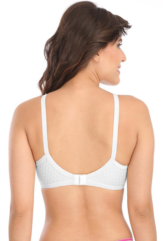 Sl-twinkle Bra - Other Fabric, Size 76-110 | White Black Seamed Cup Pattern, Embroidered Finish, Cushioned Hook, Side Wings To Prevent Bulges