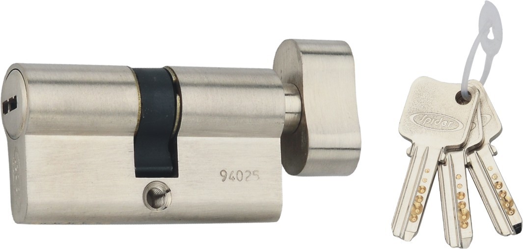 Brass Pin Cylinder Lock - 60mm Size, 5 Pins With 3 Brass Computer Keys | Gold Satin Silver Finish, Antique Brass And Polished Lacquer Options