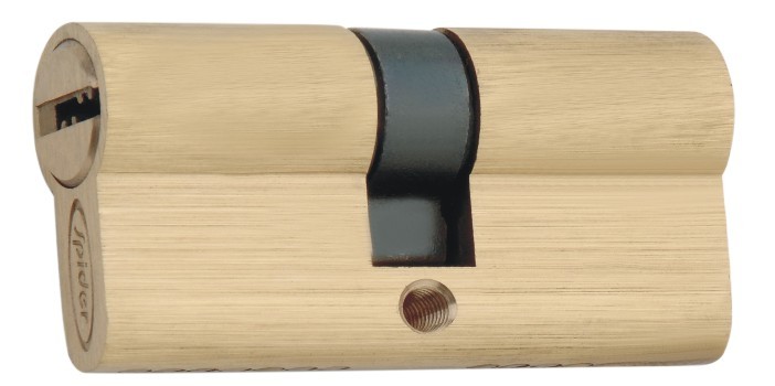 Brass Pin Cylinder Lock - 60mm Size, Golden Color | With 3 Brass Normal Keys, 5 Pin System, Satin Silver Finish, Industrial Usage