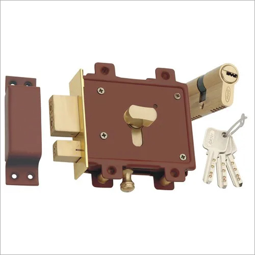 Spider Steel Door Lock - Steel/Brass, 125mm Size, Electro Coated Finish | 3 Brass Computer Keys, Double Action Mechanism