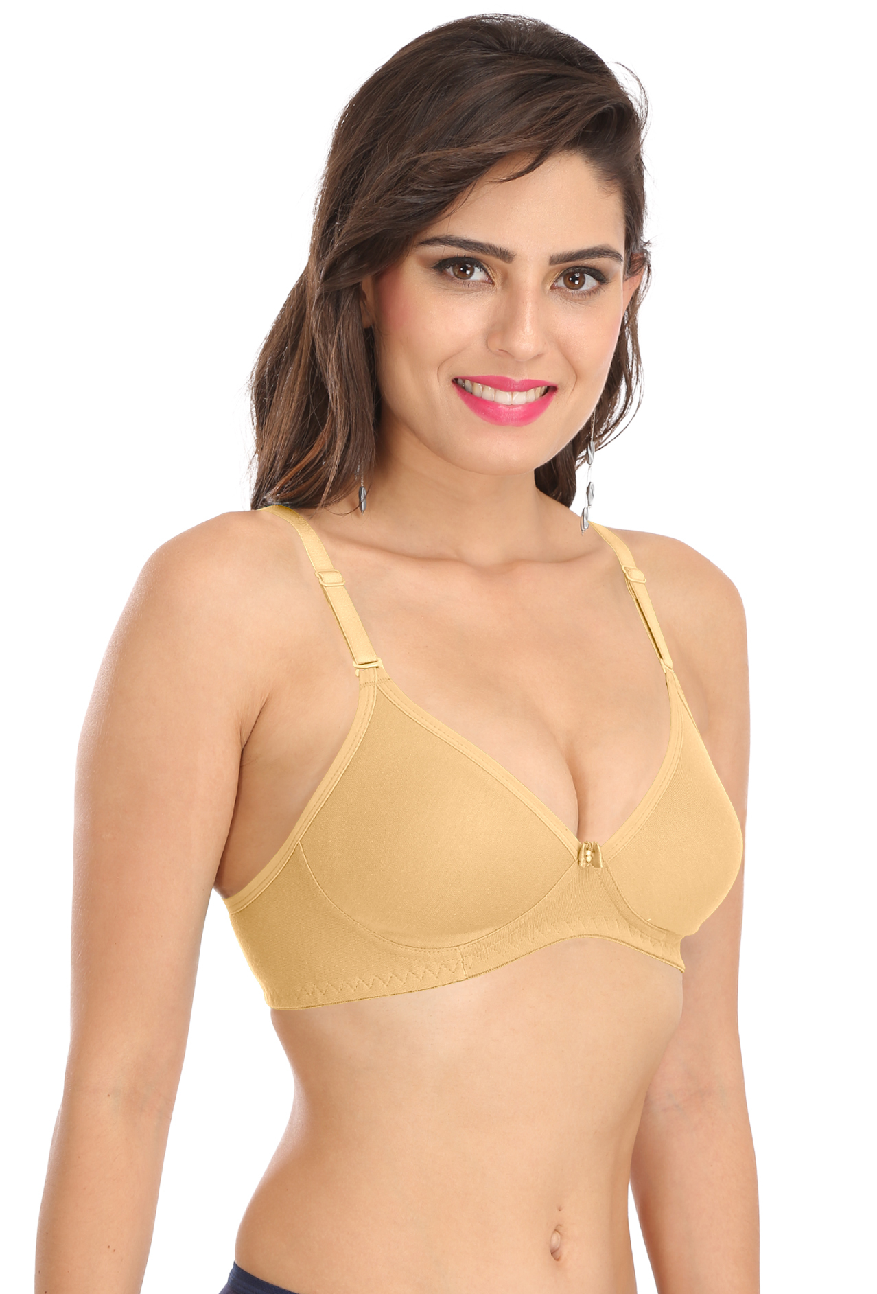 Sl-m1001 Bra - Cotton Blend, Sizes 75-100 | Double Layered Cups, Wire Free Comfort, Normal Side Wings, Free Transparent Detachable Strap