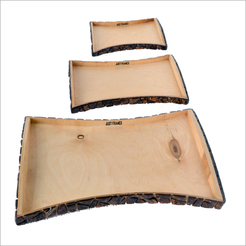 डिज़ाइनर लकड़ी का सर्विंग ट्रे सेट