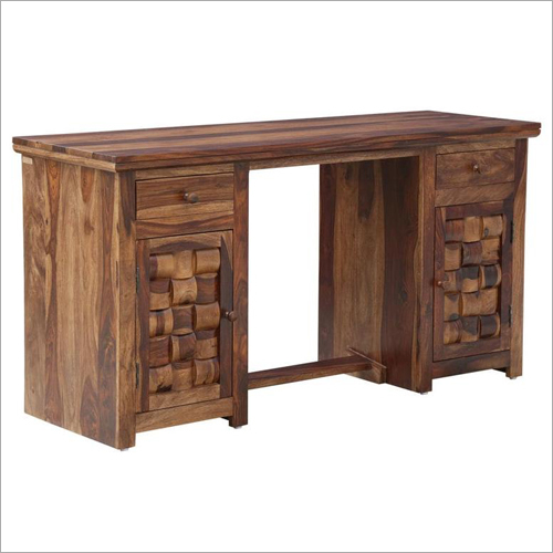 Handmade Solid Wood Writing Table With 2 Doors & 2 Drawers