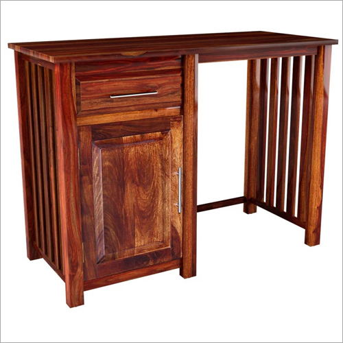 Handmade Hardwood Strip Study Table With Drawer & Door