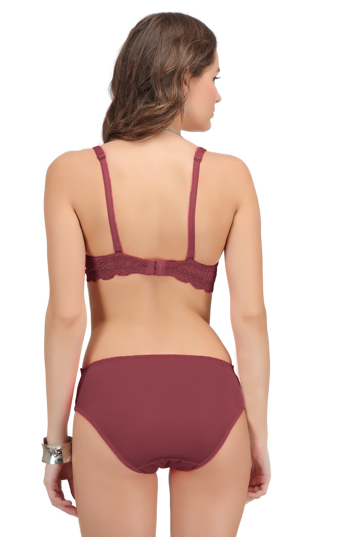 Sl-sa-5501 Set - Skin Friendly Cotton, Full Cup Size 75-95, Rani Coffee Blue, Embroidered Design | Stretchable Raised Hosiery, Non-wired Comfort Bra