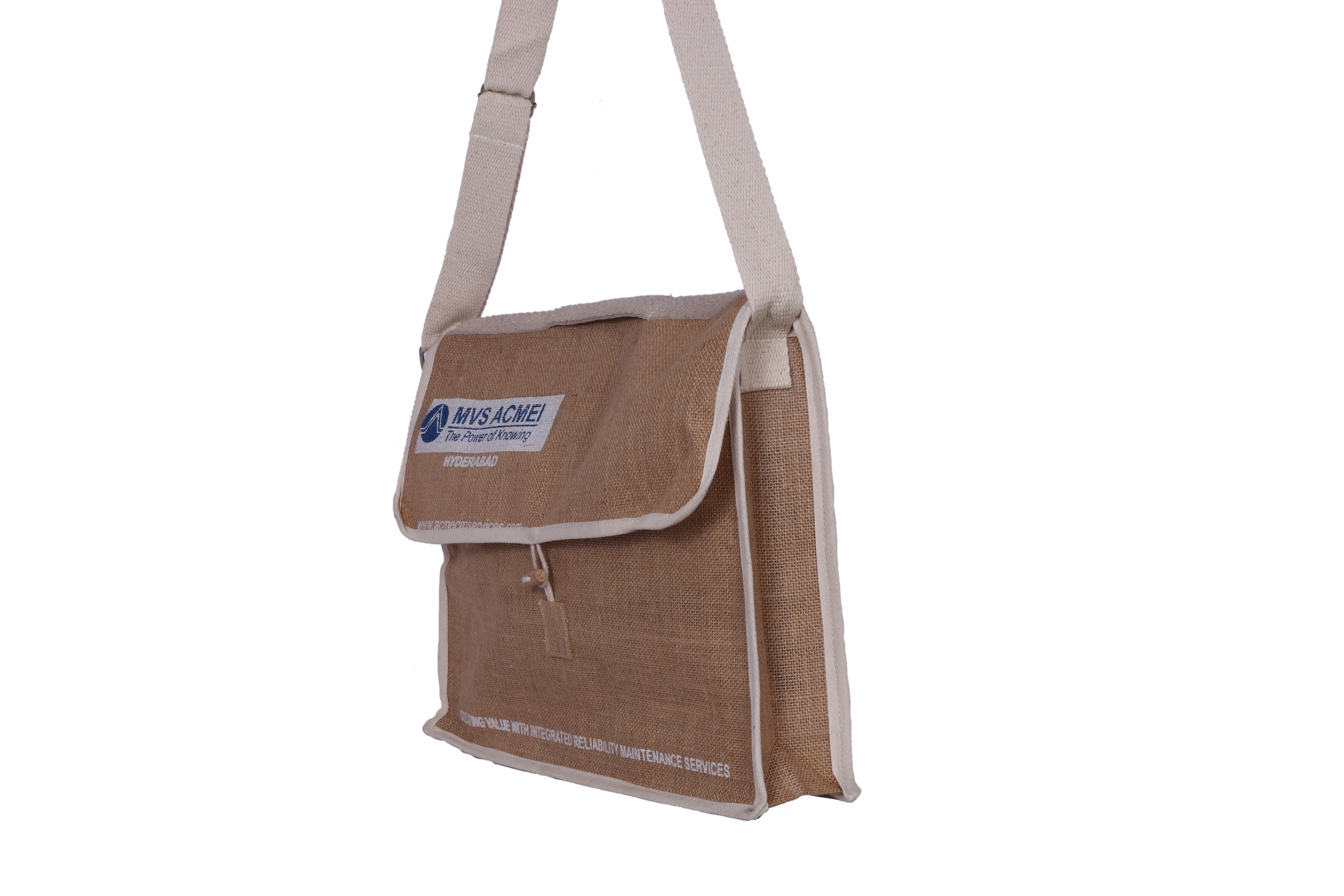 Jute Office Bag - Jute Material, Two Compartments, Natural Jute Color | Lightweight, Elegant Design, Front Lock & Mobile Holder, Unisex Style