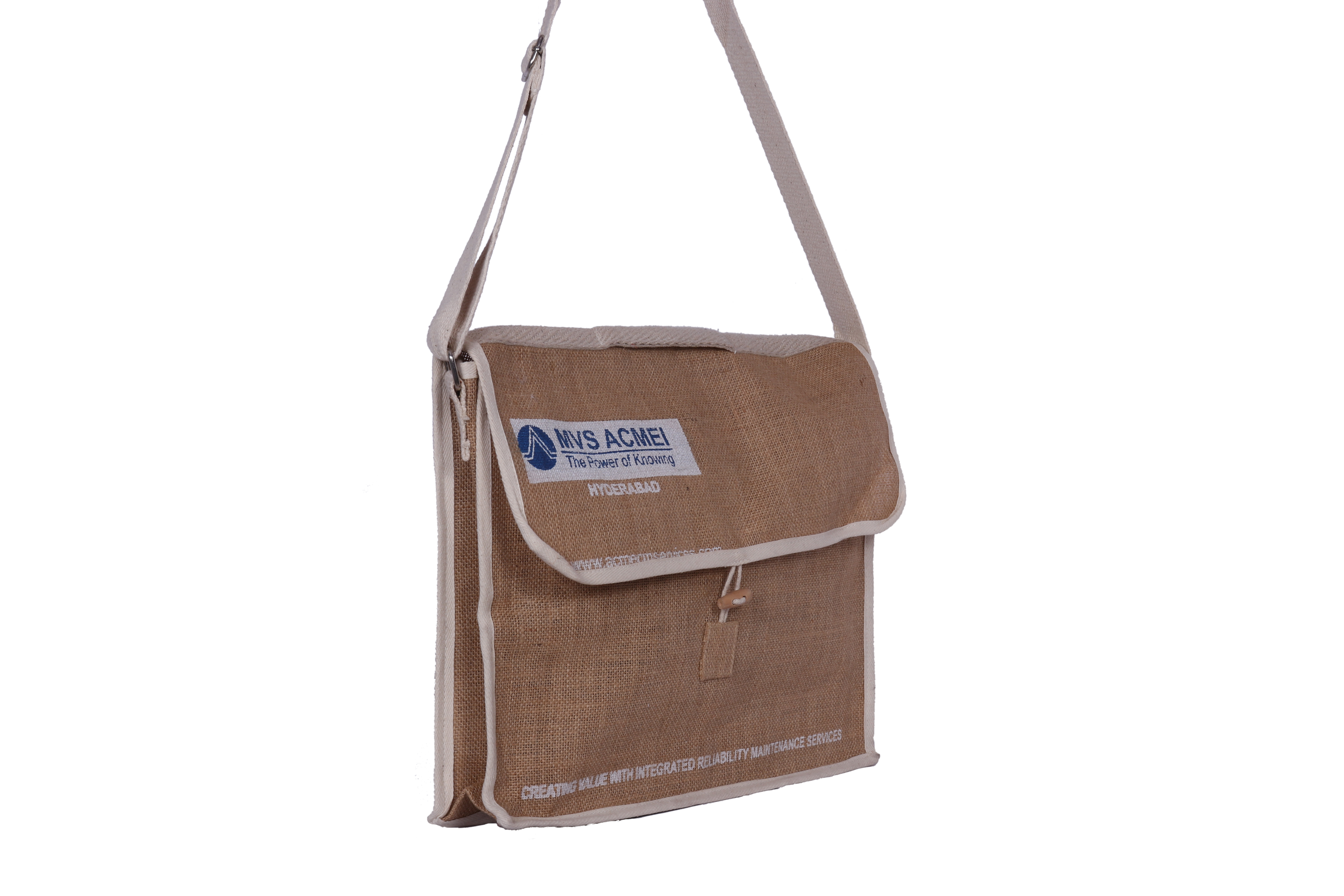 Jute Office Bag - Jute Material, Two Compartments, Natural Jute Color | Lightweight, Elegant Design, Front Lock & Mobile Holder, Unisex Style