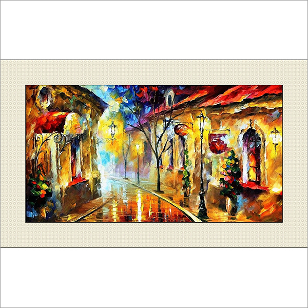 Abstract Painting - 20x14 Inches With Frame , Wooden Brown Frame, Traditional Water Color On Canvas