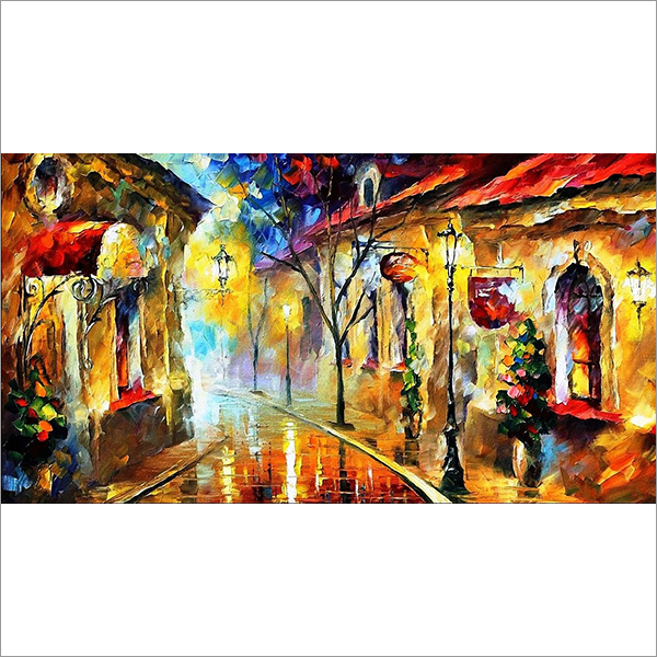 Abstract Painting - 20x14 Inches With Frame , Wooden Brown Frame, Traditional Water Color On Canvas