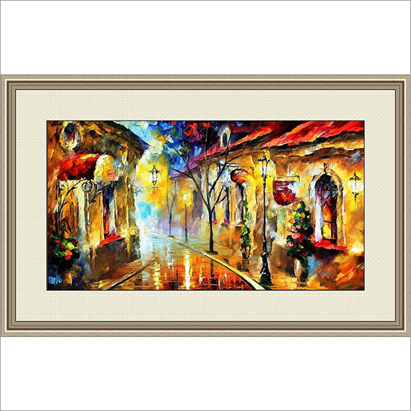 Abstract Painting - 20x14 Inches With Frame , Wooden Brown Frame, Traditional Water Color On Canvas
