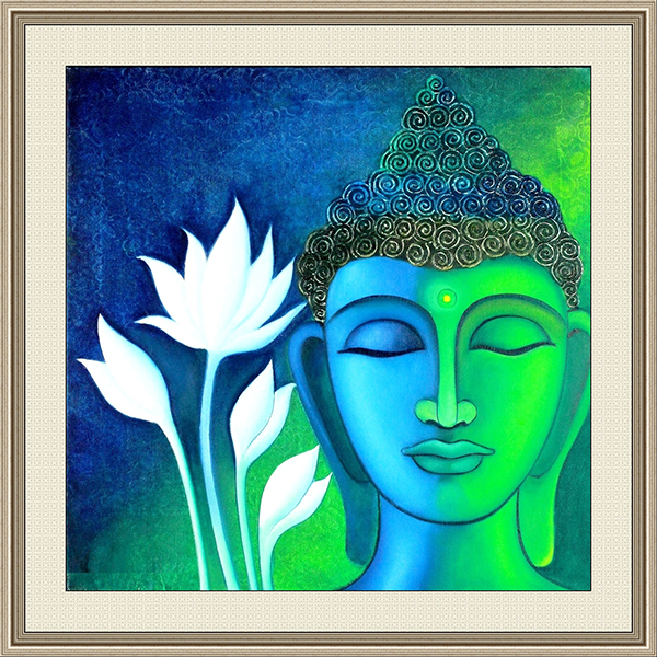 Wooden Brown Buddha Wall Art Square Canvas Painting