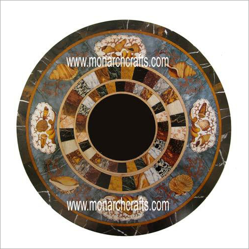 शेल डिज़ाइन संगमरमर कॉफी टेबल टॉप