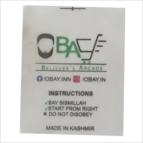 White Satin Printed Label Length: Customize Centimeter (Cm)