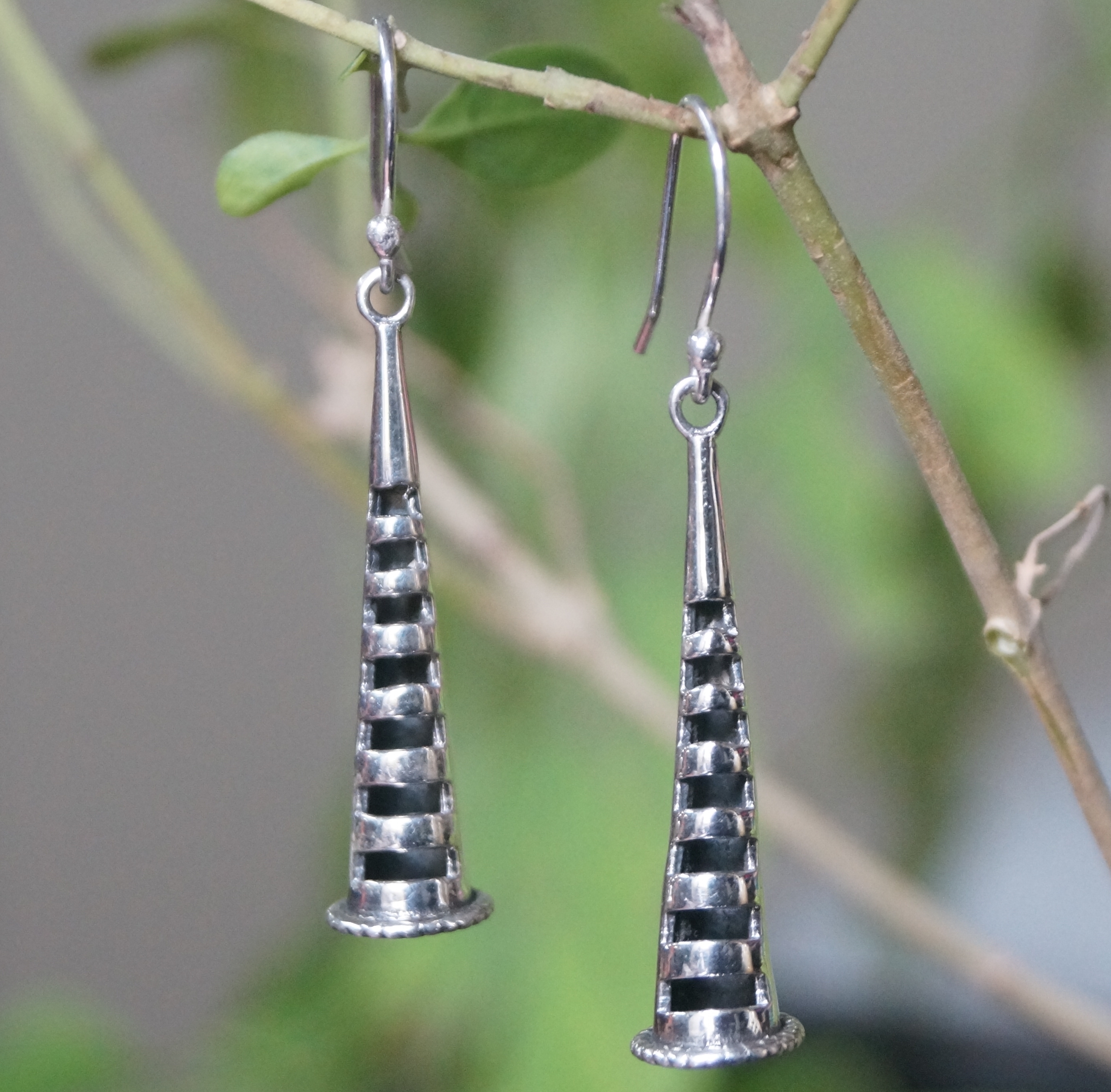 Flute Shape Earrings - 92.5% Sterling Silver, 1.90 Inches Length, 0.35 Inches Width | Dangle Design, Ideal For Women And Children, Perfect For Anniversaries & Weddings
