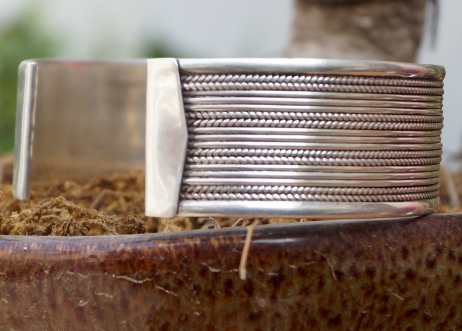 Om Bangle - 92.5% Sterling Silver, Adjustable Length, 41.60 Gms | Polished Design, Pearl Stone, Modern Style For Women And Children, Ideal For Weddings And Gifts