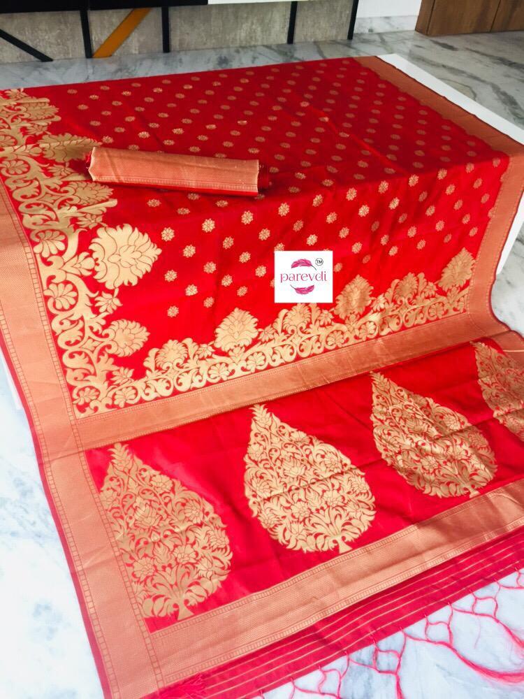 Paithani Saree - Designer Pure Cotton Silk, 6.30 Mtr Length With Blouse | Self Weaving, Jequered Border, Trendy Color For Stylish Traditional Wear