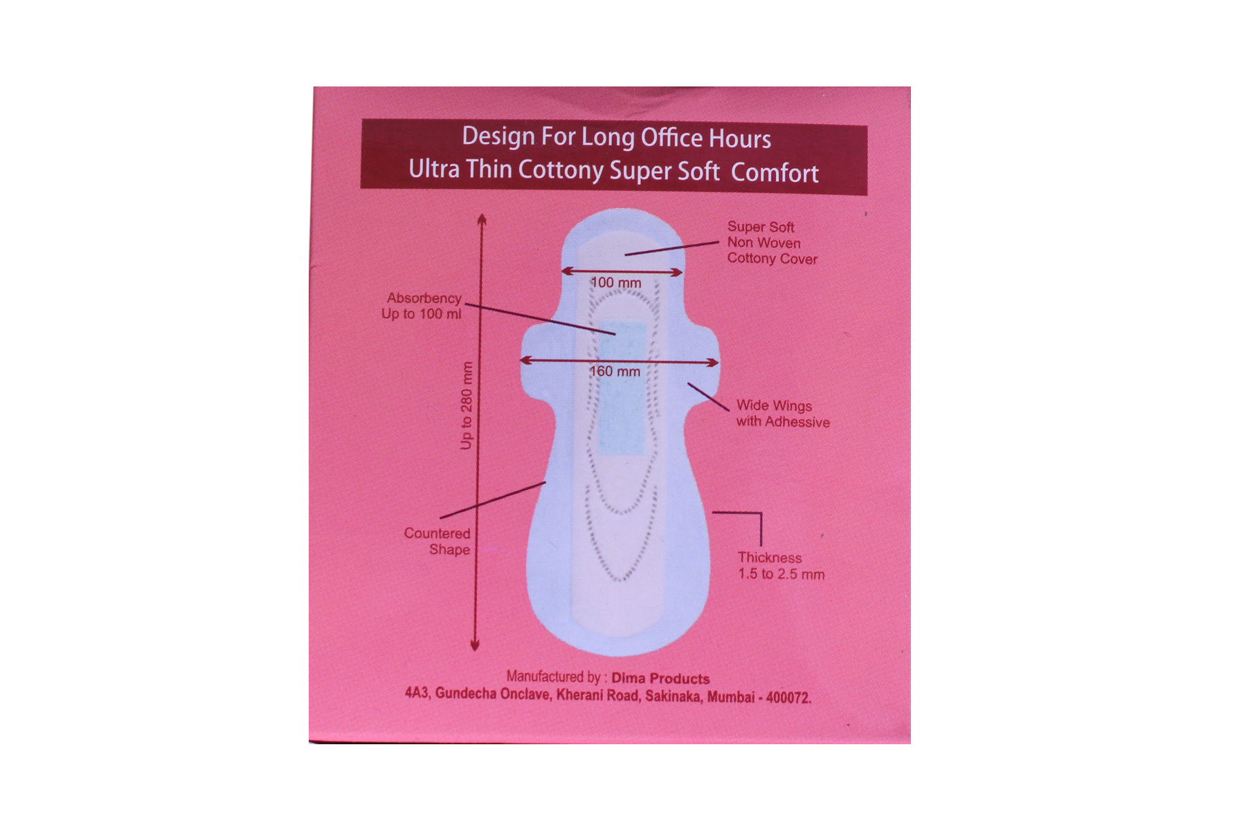 Smilepad Cottony Office Sanitary Napkin - Color: White
