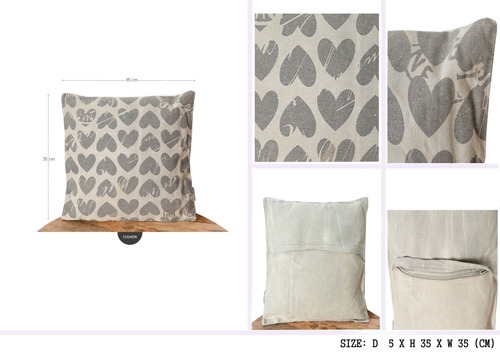 Square Heart Printed Cushion