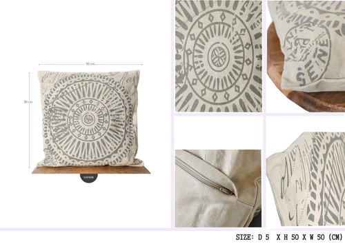 Circle Printed Cushion - Handmade Square Stripe Design, Customized Colors and Logos