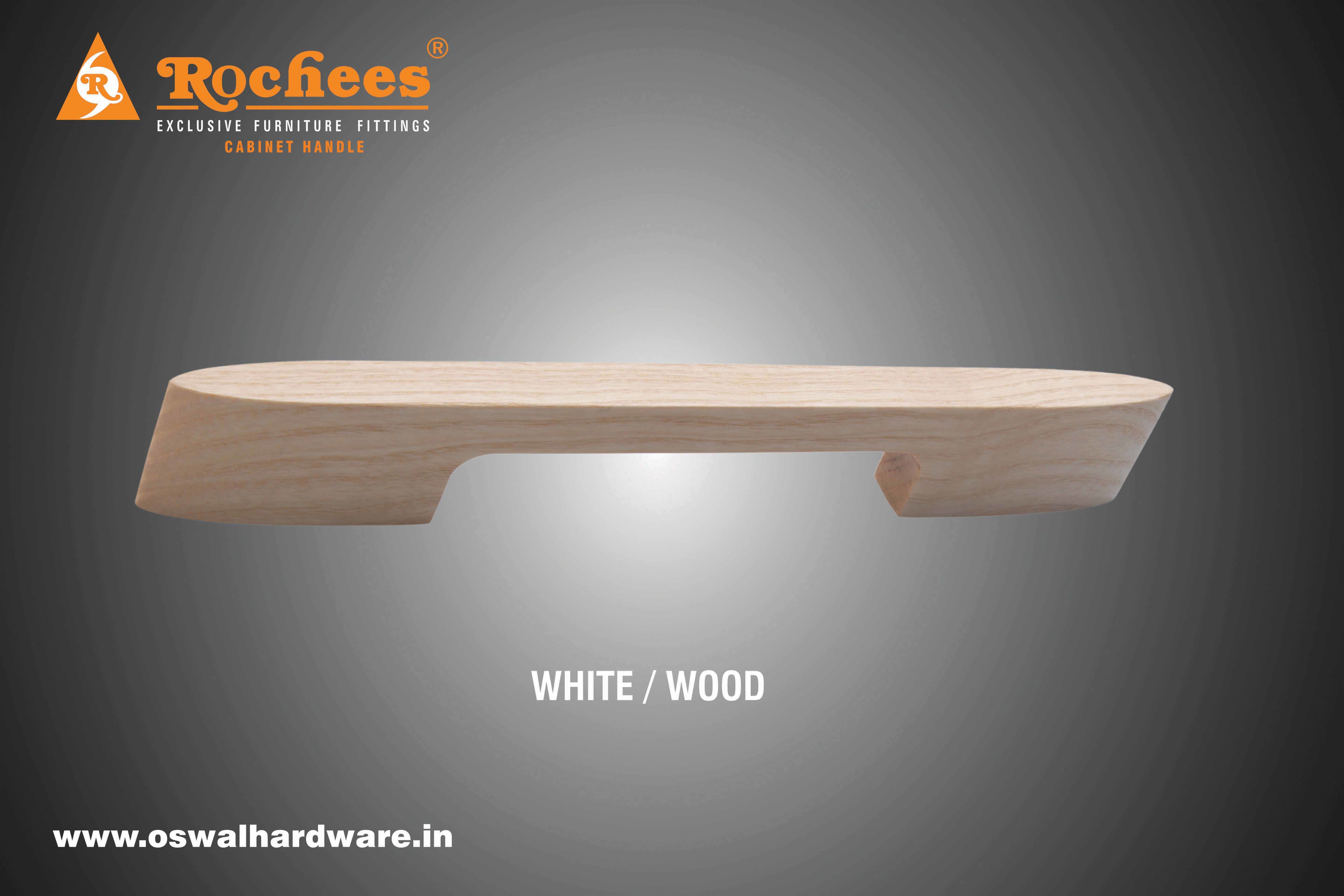 Cabinet Handle Wood Talon - Wood Material, Sizes 96mm To 288mm | Wenge, Yoke/wood, White/wood Finish