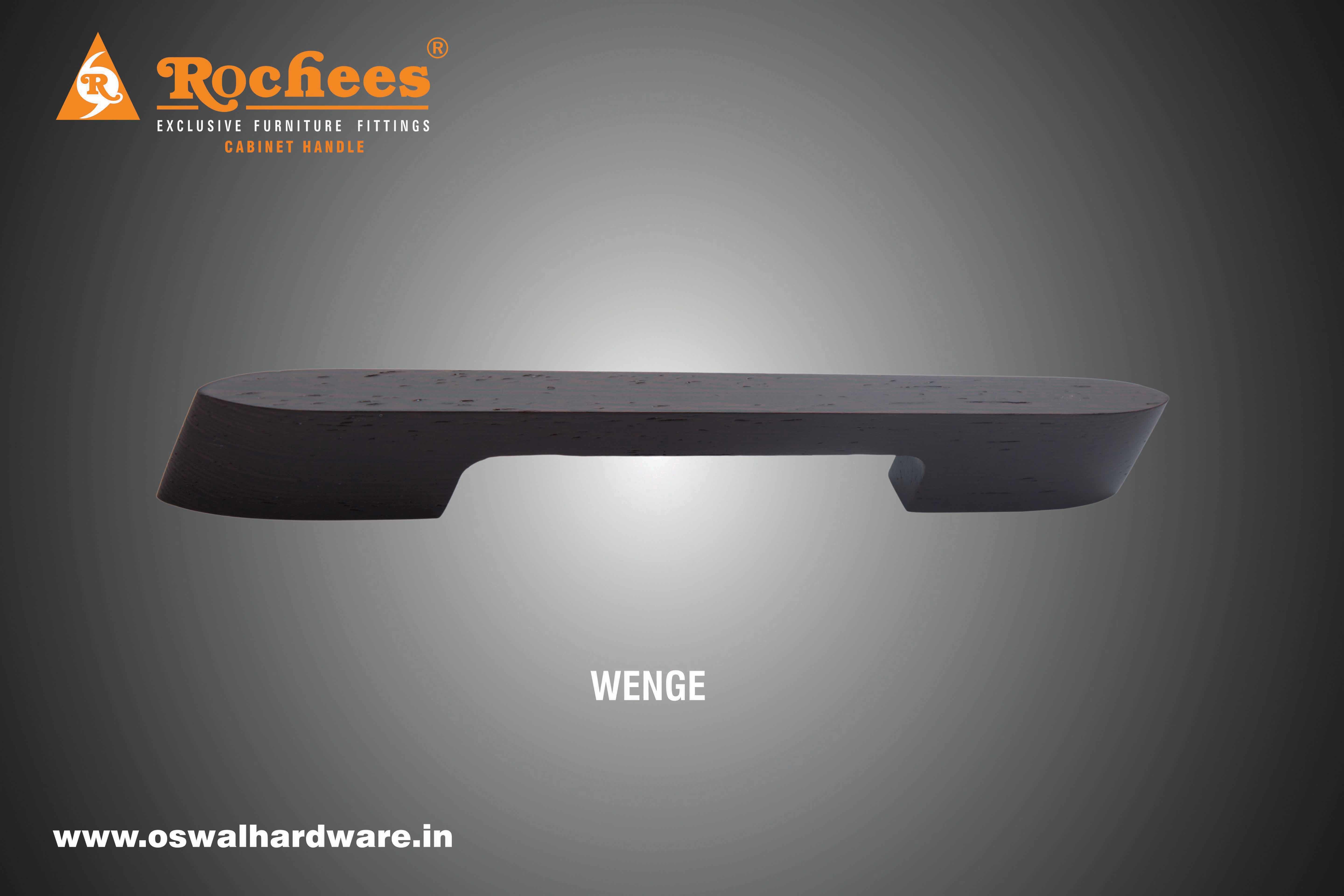 Cabinet Handle Wood Talon - Wood Material, Sizes 96mm To 288mm | Wenge, Yoke/wood, White/wood Finish
