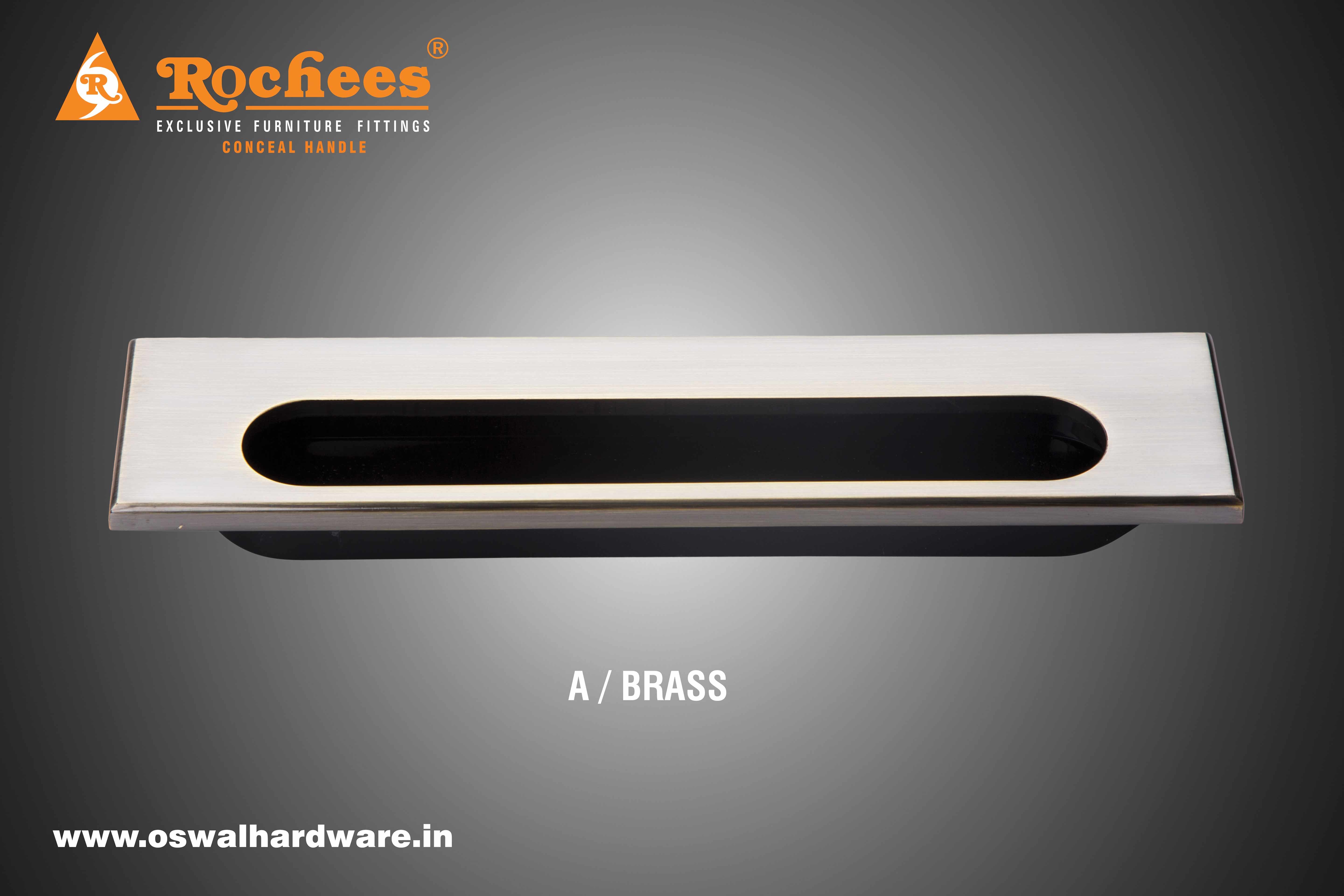 Conceal Handle Zinc Turner - Zinc Alloy Material, 6, 8, 12 Inches | Suitable For Drawer Fitting, Available In Brass, Stainless Steel, White, Chrome, Black, Gold, Rose Gold Finishes