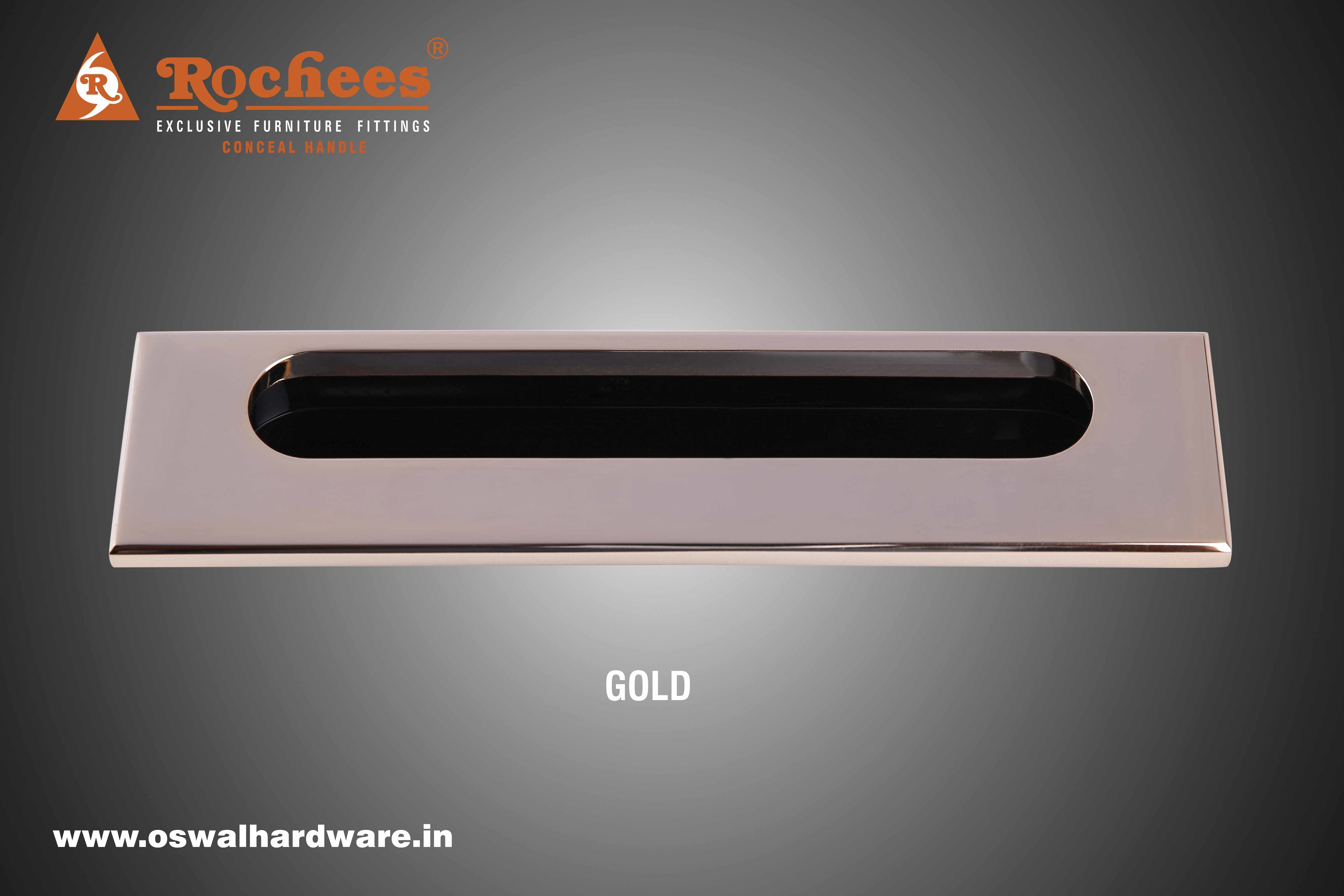 Conceal Handle Zinc Turner - Zinc Alloy Material, 6, 8, 12 Inches | Suitable For Drawer Fitting, Available In Brass, Stainless Steel, White, Chrome, Black, Gold, Rose Gold Finishes