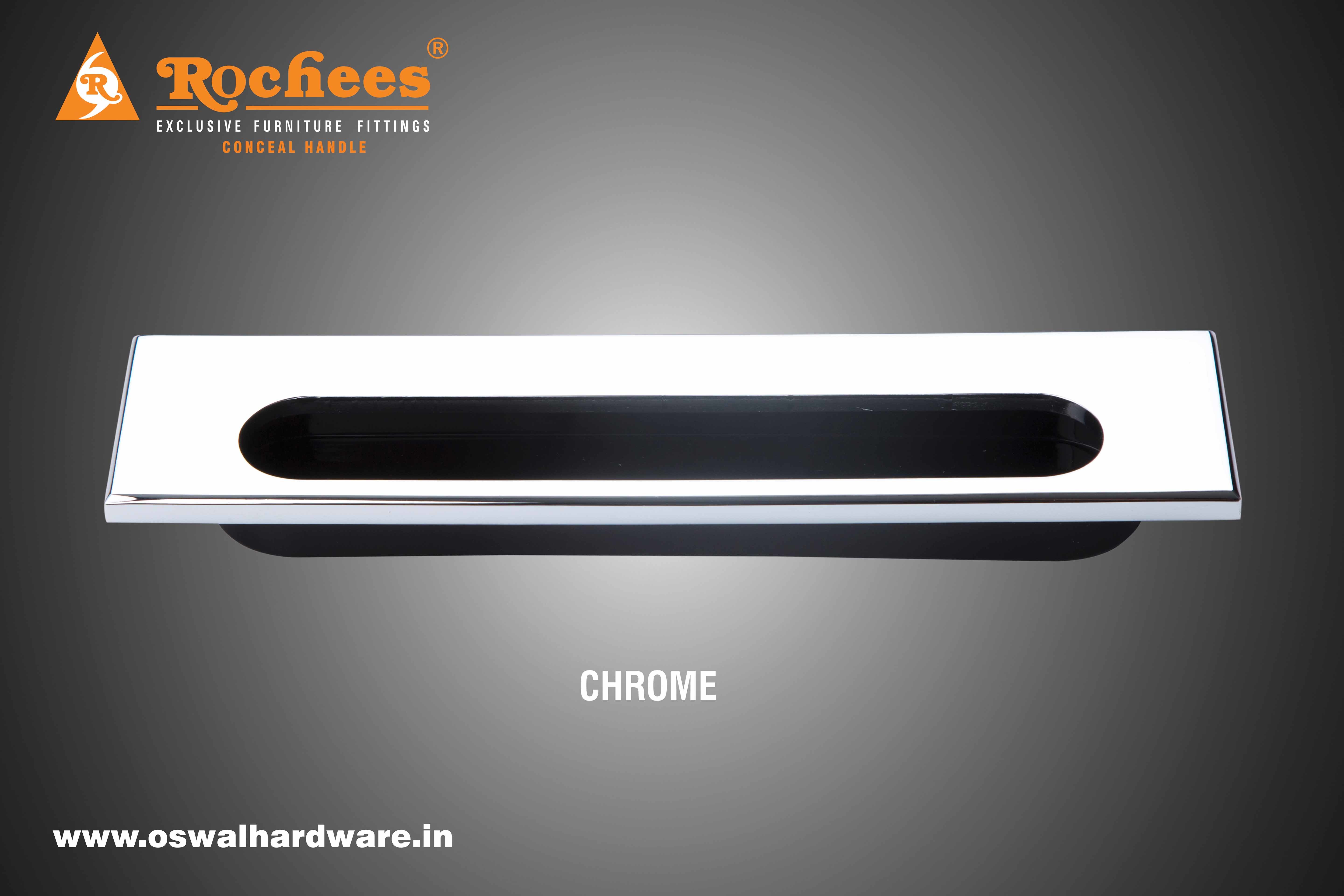 Conceal Handle Zinc Turner - Zinc Alloy Material, 6, 8, 12 Inches | Suitable For Drawer Fitting, Available In Brass, Stainless Steel, White, Chrome, Black, Gold, Rose Gold Finishes