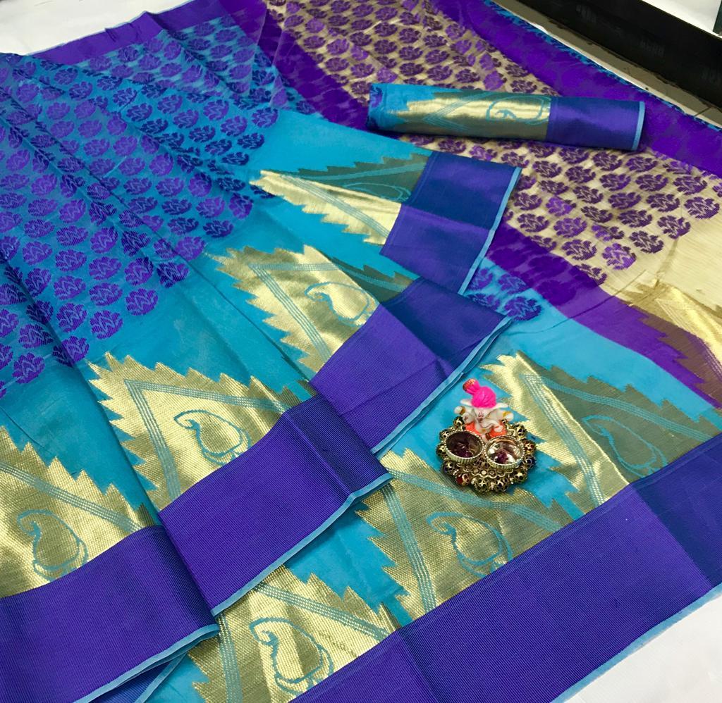 Bollywood Designer Row Silk Saree - 6.30 Mtr Length, Trendy Color With Temple Border And Waving Butta, Ideal For Party And Traditional Occasions