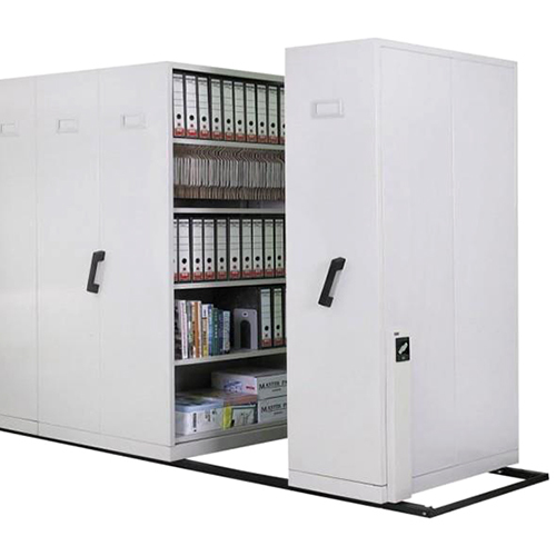 File Storage Compactor - Wood Material, Modern Design , Handmade Artwork in Elegant White Finish with Board, Column, Frame, and Rack Elements