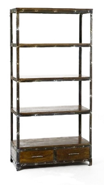 Reclaimed Mango Wood Bookcase - 90x40x180 Cm | Handmade, No Assembly Required, Unique Imperfections, Indoor Office Furniture, Indian Style Design