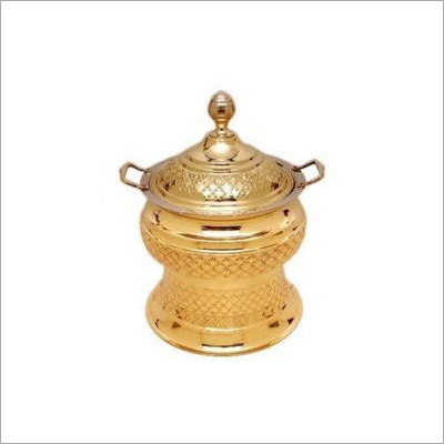 Brass Serving Chafing Dish - 6-10 Litre Capacity, Golden Finish for Elegant Buffets - Modern Round Design, Ideal for Hotels and Catering Services