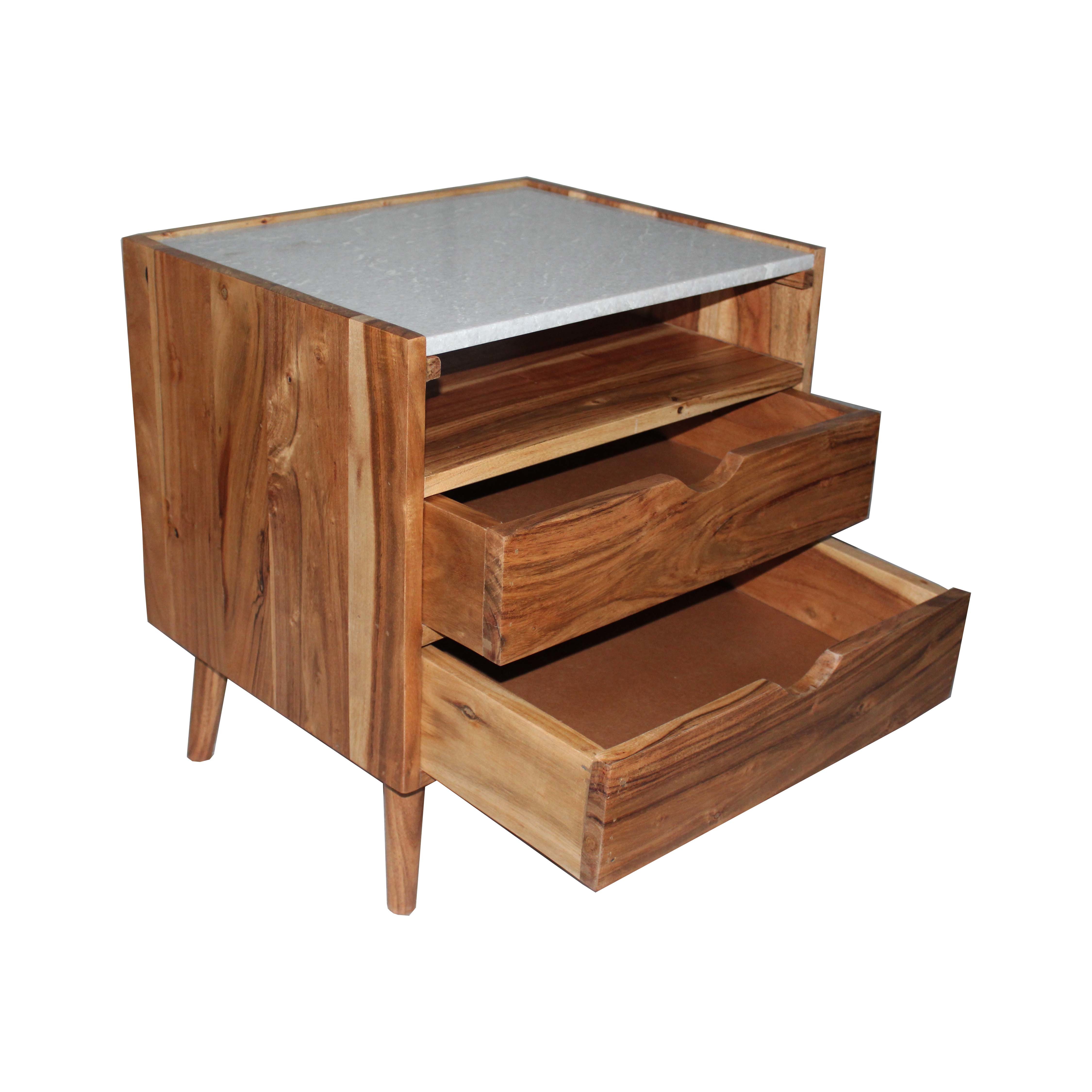 Handmade Marble Top Bedside Table