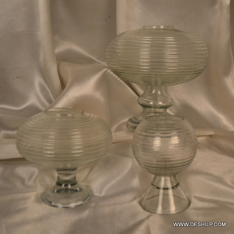 Modern Arts Glass Clear Antique Candle Holder