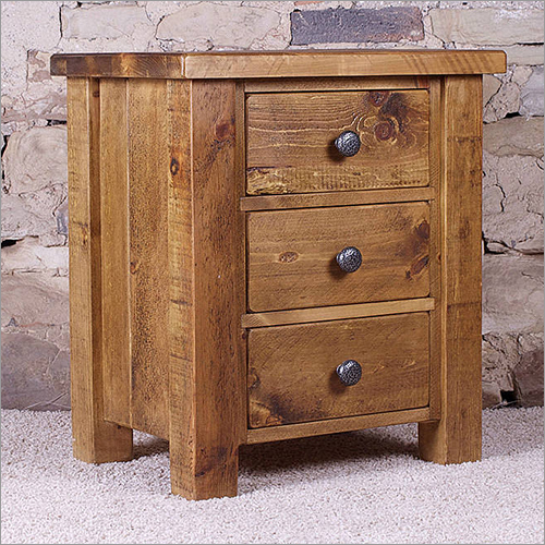 Brown 3 Drawer Wooden Bedside