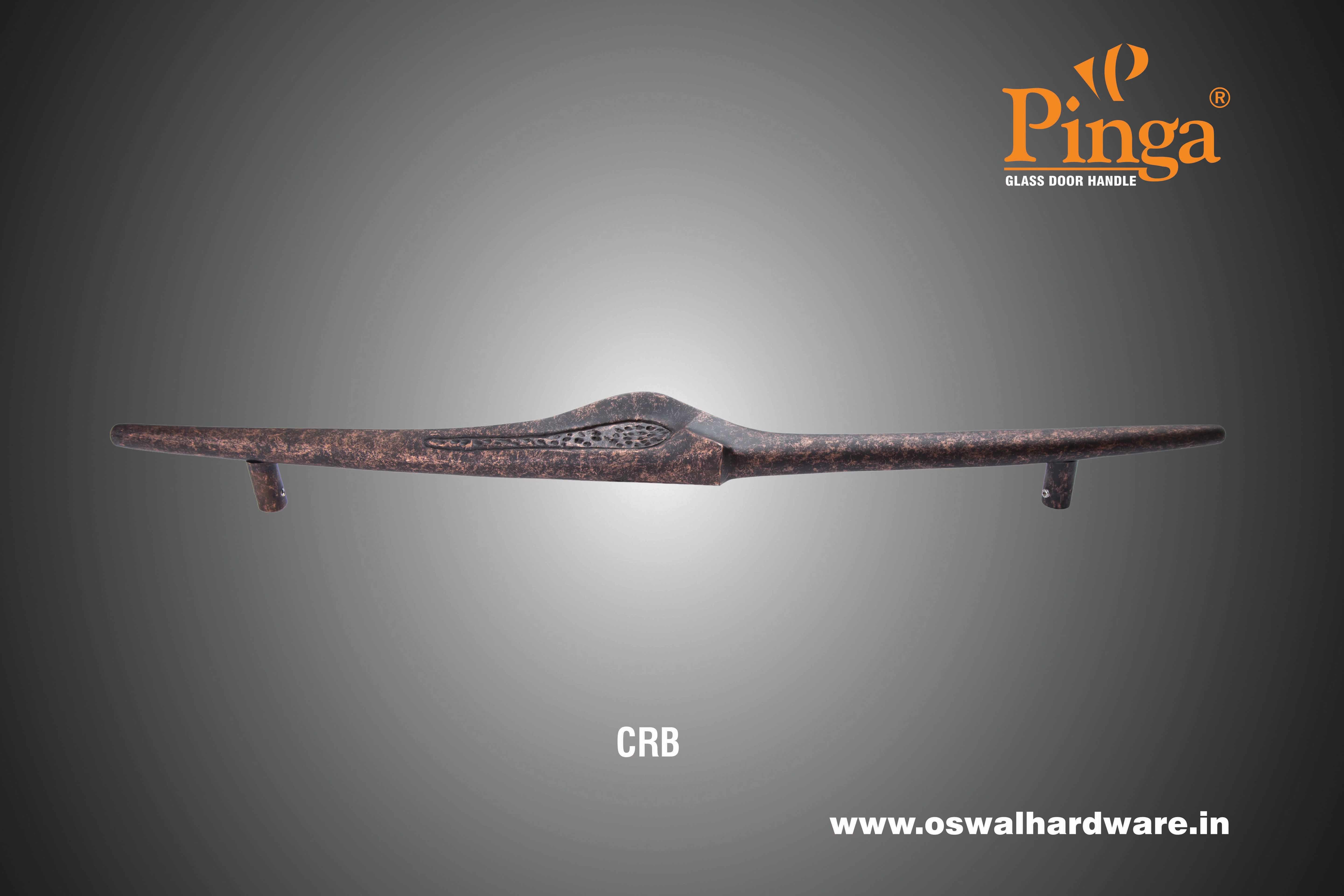 Gr-patina Glass Door Handle Brass Caroline