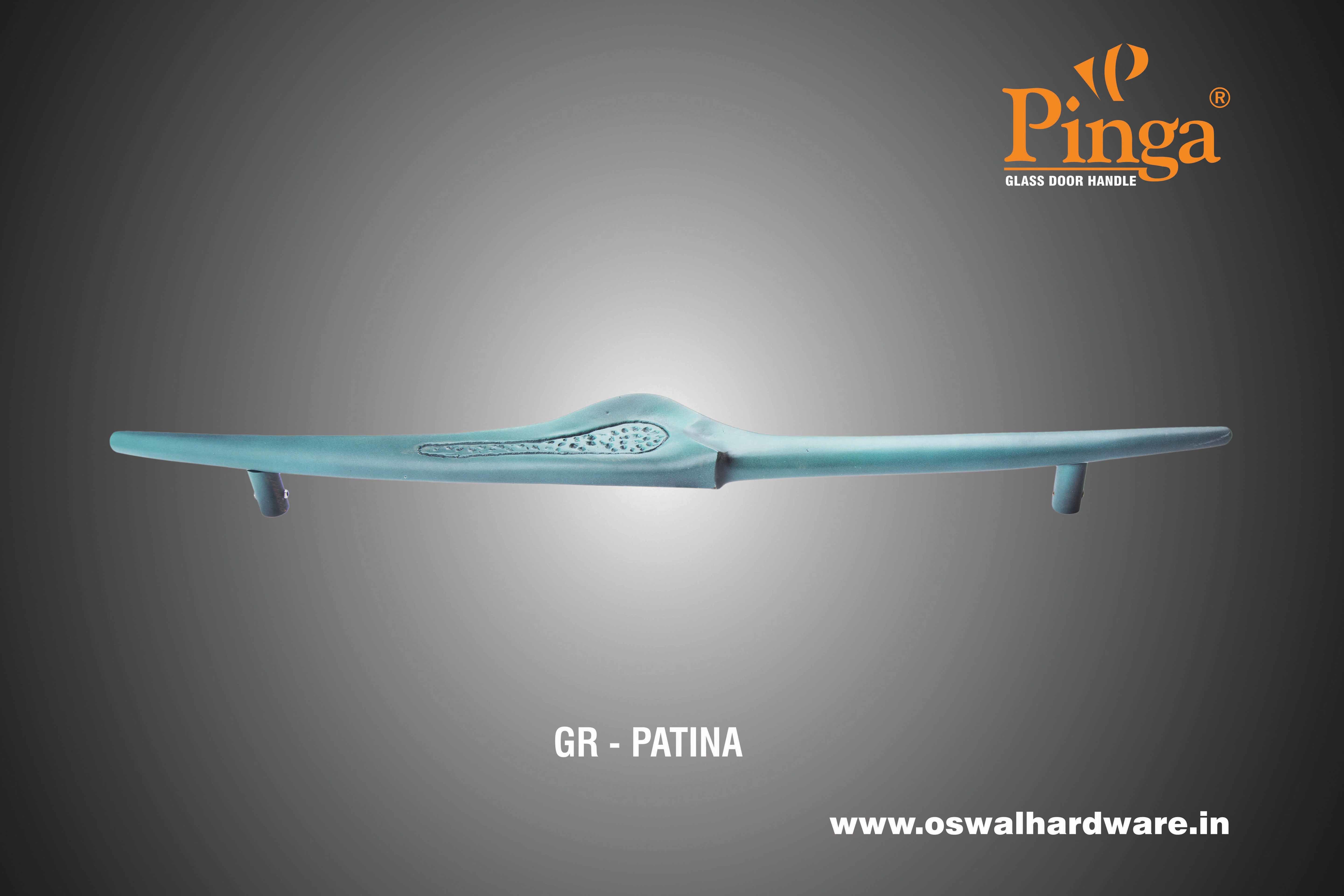 Gr-patina Glass Door Handle Brass Caroline