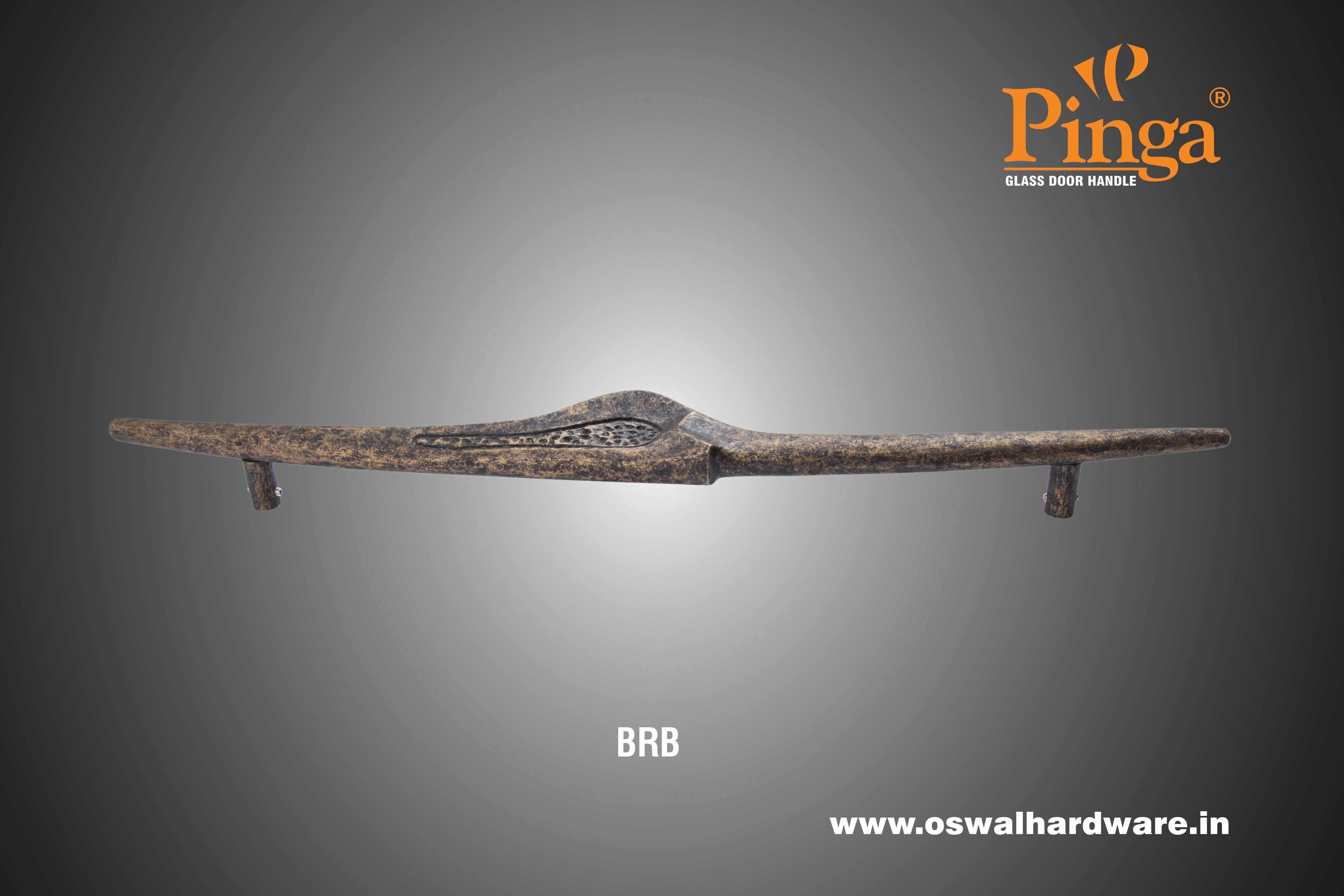 Gr-patina Glass Door Handle Brass Caroline