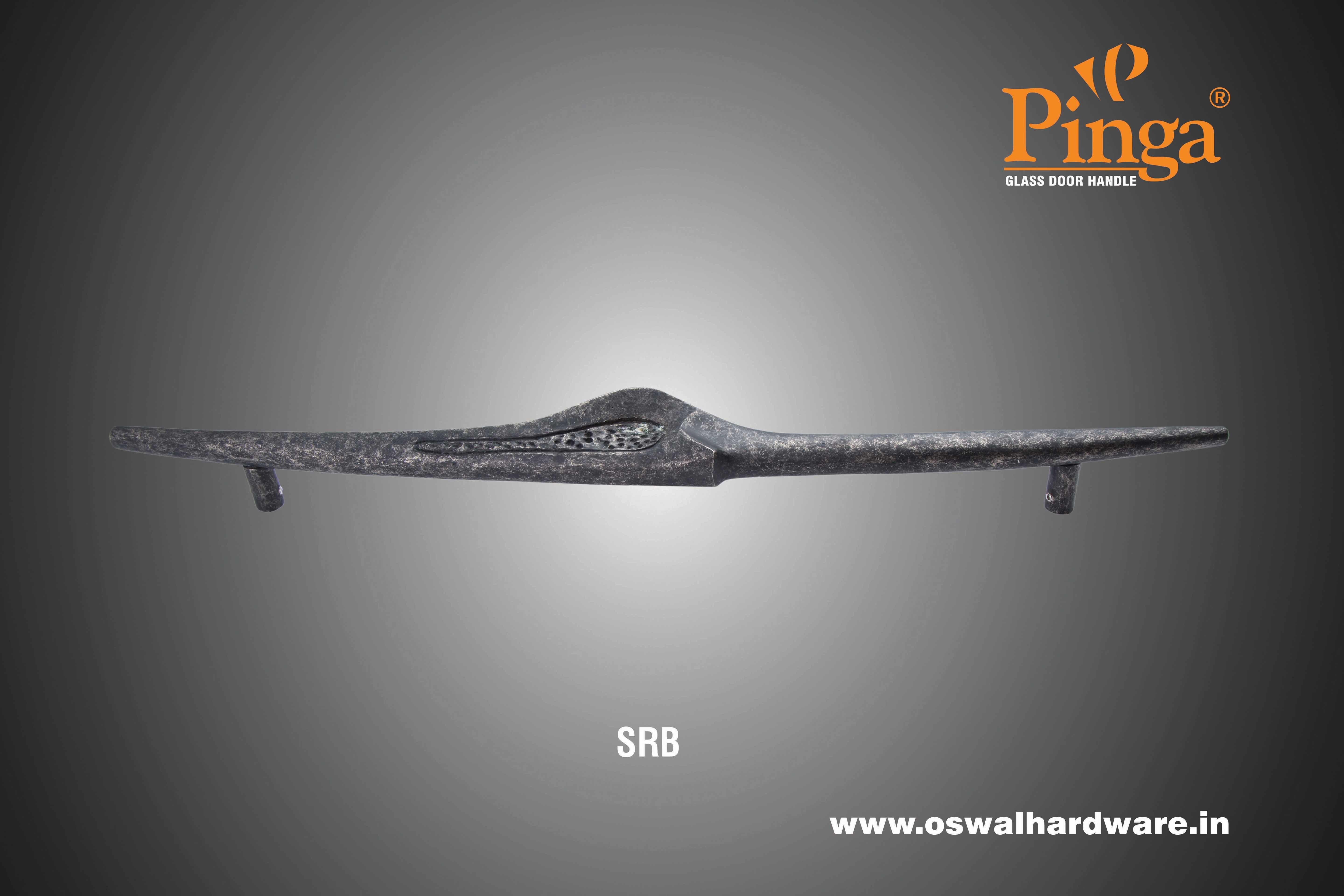 Gr-patina Glass Door Handle Brass Caroline