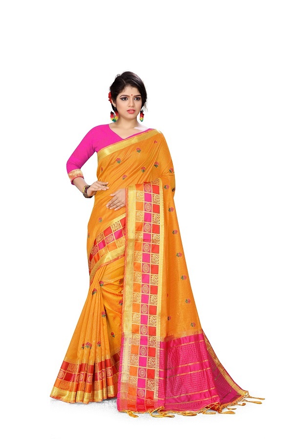 Yellow / Green / Pink / Cream Ladies Sarees