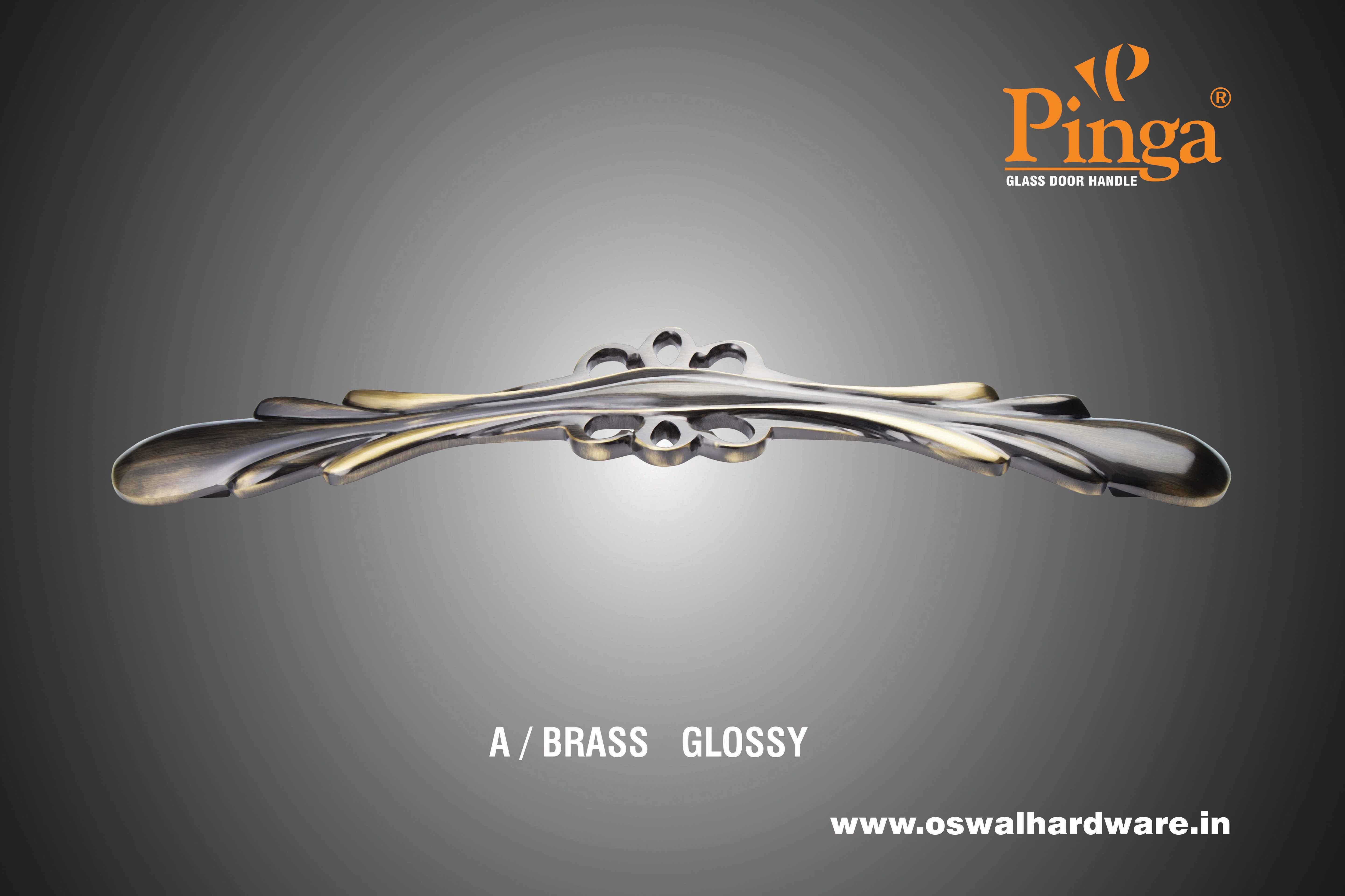 A/brass Glossy Glass Door Handle Brass Butterfly