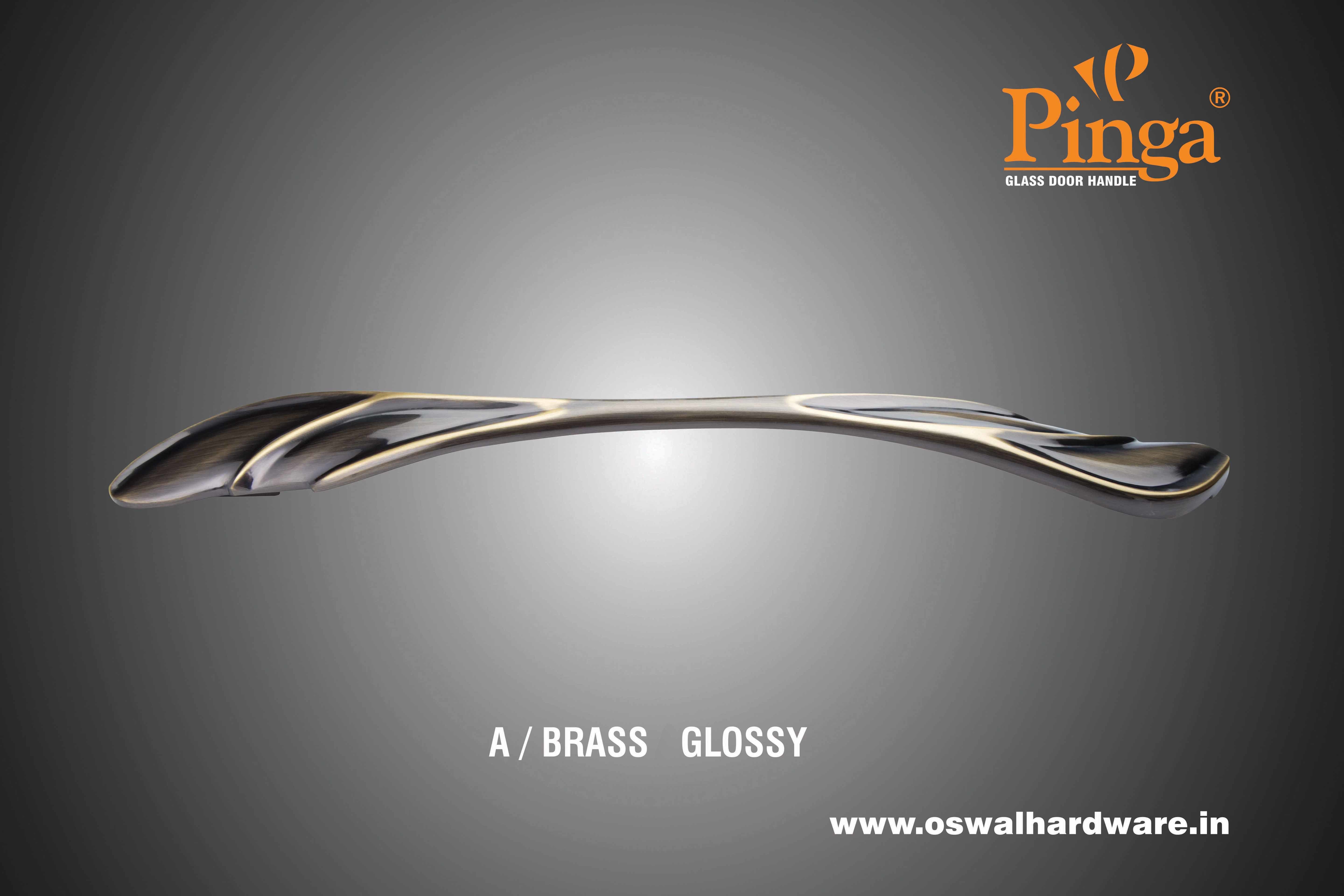 A/brass Glossy Glass Door Handle Brass Eureka