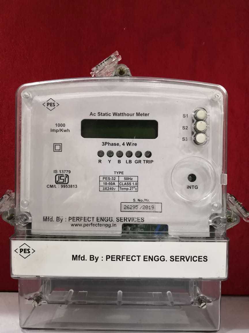 Three Phase Single Source Prepaid Meter - Engineering Plastic, 225x175x85 Mm, Transparent And White | Microcontroller-based, Compact Wall Mount Design, Direct Current Measurement, High Accuracy Class 1.0